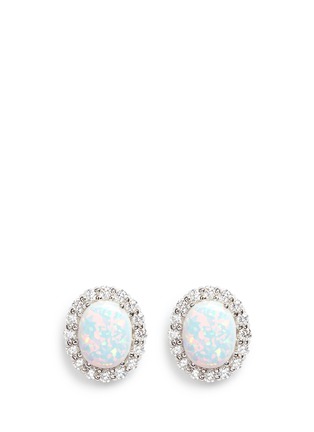 Main View - Click To Enlarge - CZ BY KENNETH JAY LANE - Opalescent cubic zirconia oval cabochon stud earrings