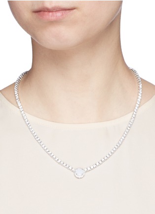 Figure View - Click To Enlarge - CZ BY KENNETH JAY LANE - Round cut milky cubic zirconia pendant choker necklace