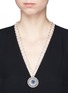 Figure View - Click To Enlarge - CZ BY KENNETH JAY LANE - Cubic zirconia freshwater pearl floral pendant necklace
