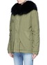 Front View - Click To Enlarge - MR & MRS ITALY - 'Army Mini' raccoon trim hooded rabbit fur parka