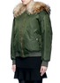 Front View - Click To Enlarge - MR & MRS ITALY - Raccoon hood fox fur patchwork bomber jacket