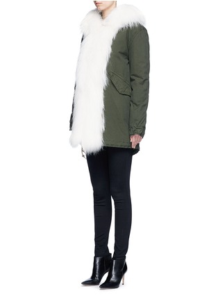 Front View - Click To Enlarge - MR & MRS ITALY - 'London Green' raccoon fur trim canvas parka
