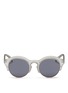 Main View - Click To Enlarge - SELF-PORTRAIT - x Le Specs 'Edition Five' half rim frosted acetate round sunglasses
