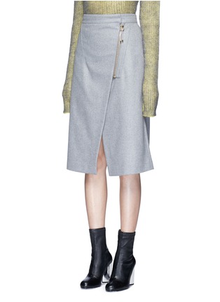 Front View - Click To Enlarge - ACNE STUDIOS - 'Panna' wrap front flannel pencil skirt