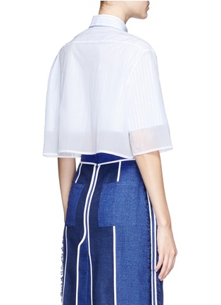 Back View - Click To Enlarge - ACNE STUDIOS - 'Gallio' crinkled overlay cropped pinstripe shirt