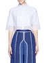 Main View - Click To Enlarge - ACNE STUDIOS - 'Gallio' crinkled overlay cropped pinstripe shirt