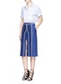 Figure View - Click To Enlarge - ACNE STUDIOS - 'Kent' piped linen-wool burlap skirt