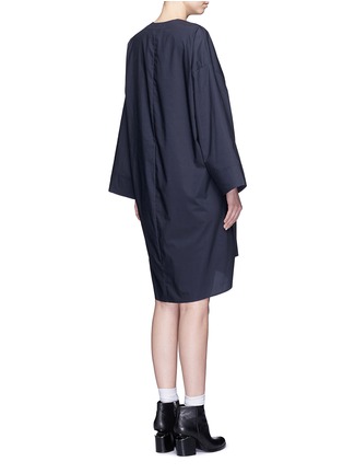 Back View - Click To Enlarge - ACNE STUDIOS - 'Calida Tech' gathered waist poplin V-neck dress