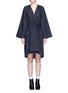Main View - Click To Enlarge - ACNE STUDIOS - 'Calida Tech' gathered waist poplin V-neck dress