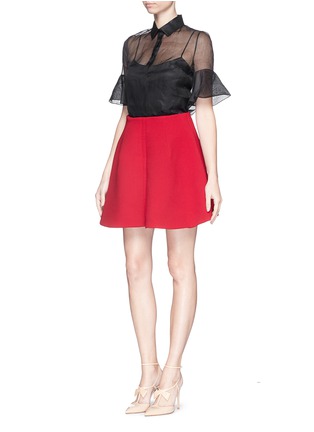 Figure View - Click To Enlarge - DELPOZO - Fold front virgin wool crepe skirt