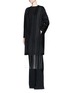 Front View - Click To Enlarge - MS MIN - Fringe trim stitch wool-cashmere coat