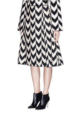 Front View - Click To Enlarge - MS MIN - Chevron intarsia broadcloth midi skirt