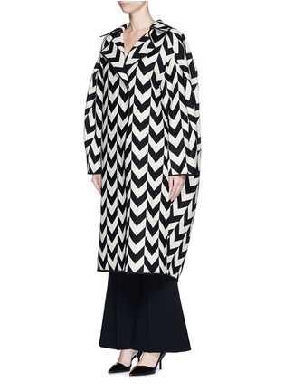 Front View - Click To Enlarge - MS MIN - Chevron intarsia blanket wool oversize coat