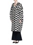 Front View - Click To Enlarge - MS MIN - Chevron intarsia blanket wool oversize coat