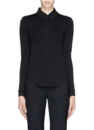 Main View - Click To Enlarge - THEORY - 'Siox' crepe jersey zip up shirt