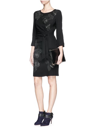 Figure View - Click To Enlarge - DIANE VON FURSTENBERG - 'Zoe' stud embellished ruche tie dress