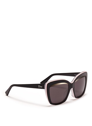 Figure View - Click To Enlarge - DIOR - 'Dior Graphic F' mirror stripe cat eye acetate sunglasses