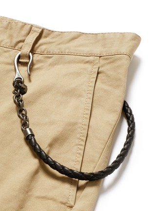 Detail View - Click To Enlarge - 71465 - Leather braid chain strap chinos