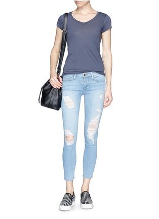 Figure View - Click To Enlarge - FRAME - 'Le Skinny de Jeanne' distressed cropped jeans