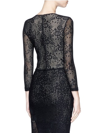 Back View - Click To Enlarge - ALICE & OLIVIA - 'Bernie' jersey lace cropped top