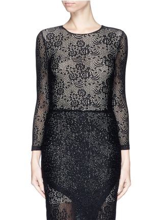 Main View - Click To Enlarge - ALICE & OLIVIA - 'Bernie' jersey lace cropped top