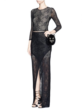 Figure View - Click To Enlarge - ALICE & OLIVIA - 'Bernie' jersey lace cropped top