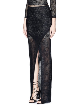 Front View - Click To Enlarge - ALICE & OLIVIA - 'Rhett' jersey lace wrap maxi dress
