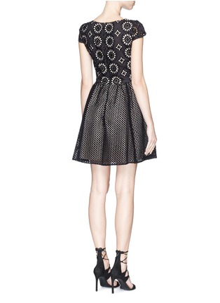 Back View - Click To Enlarge - ALICE & OLIVIA - 'Sonny' embroidered eyelet lace flare dress