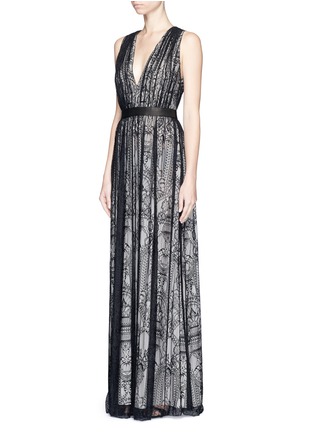 Figure View - Click To Enlarge - ALICE & OLIVIA - 'Sybil' plunge V-neck lace maxi dress