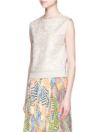 Front View - Click To Enlarge - ALICE & OLIVIA - 'Beryl' embroidered front sleeveless sweatshirt