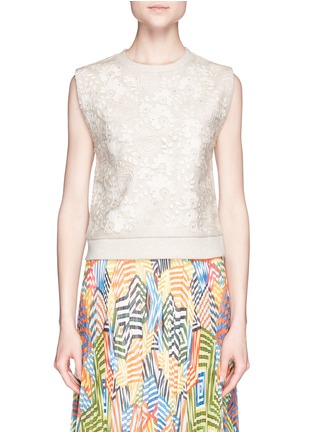 Main View - Click To Enlarge - ALICE & OLIVIA - 'Beryl' embroidered front sleeveless sweatshirt