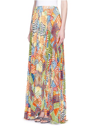 Front View - Click To Enlarge - ALICE & OLIVIA - 'Shannon' multi stripe pleat maxi skirt