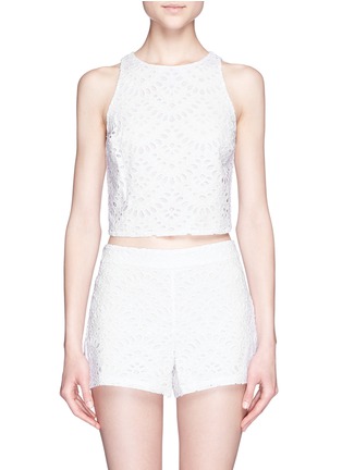 Main View - Click To Enlarge - ALICE & OLIVIA - 'Tamra' eyelet lace cropped top
