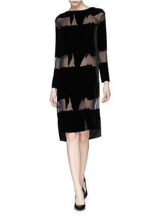 Figure View - Click To Enlarge - MS MIN - Devoré velvet sheer silk dress