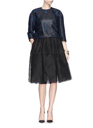 Figure View - Click To Enlarge - MS MIN - High waist silk gauze flare skirt