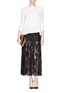 Figure View - Click To Enlarge - MS MIN - Lacquer lace long pleat skirt