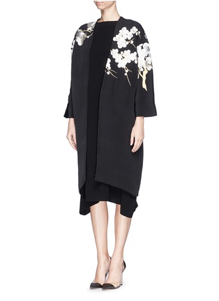 Figure View - Click To Enlarge - MS MIN - 'Met Ball' floral embroidery scuba knit coat