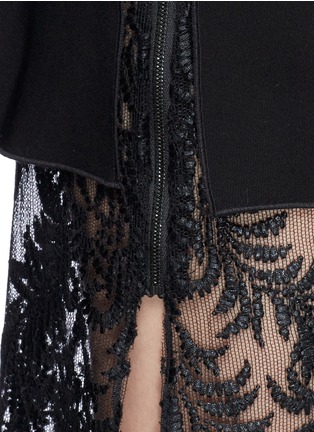 Detail View - Click To Enlarge - MS MIN - Lacquer lace underlay crepe peplum skirt