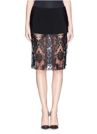 Main View - Click To Enlarge - MS MIN - Lacquer lace underlay crepe peplum skirt