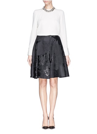 Figure View - Click To Enlarge - MS MIN - 'Spread Ink' Lurex-silk jacquard flare skirt