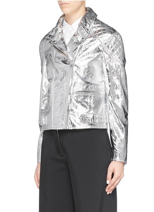 Front View - Click To Enlarge - MC Q - Foil lambskin leather biker jacket