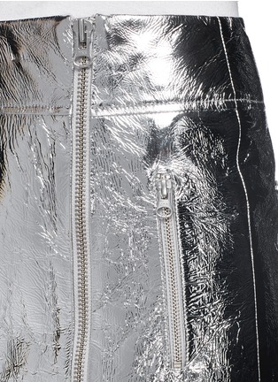 Detail View - Click To Enlarge - MC Q - Foil lamb leather zip skirt