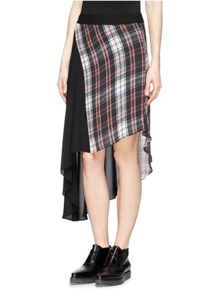 Front View - Click To Enlarge - MC Q - Tartan panel asymmetric silk skirt