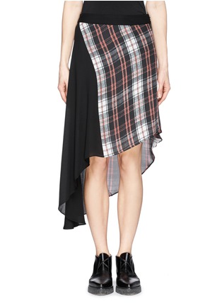 Main View - Click To Enlarge - MC Q - Tartan panel asymmetric silk skirt