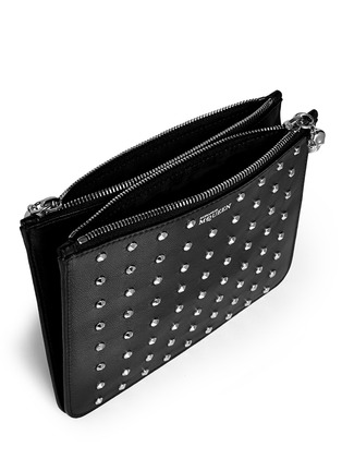 Detail View - Click To Enlarge - ALEXANDER MCQUEEN - 'Bysin' facet stud double zip leather pouch