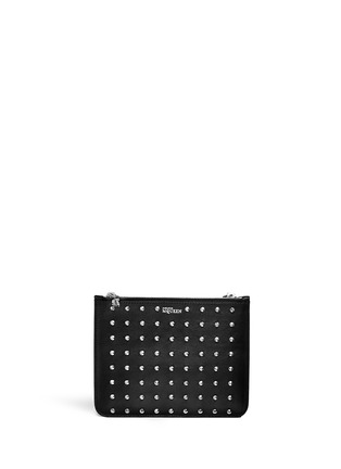 Main View - Click To Enlarge - ALEXANDER MCQUEEN - 'Bysin' facet stud double zip leather pouch