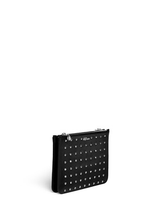 Figure View - Click To Enlarge - ALEXANDER MCQUEEN - 'Bysin' facet stud double zip leather pouch