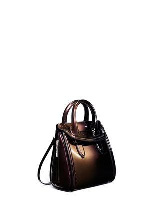 Figure View - Click To Enlarge - ALEXANDER MCQUEEN - 'Heroine' mini iridescent effect patent leather satchel