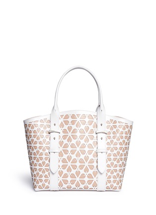 Main View - Click To Enlarge - ALEXANDER MCQUEEN - 'Legend' small floral lasercut leather tote