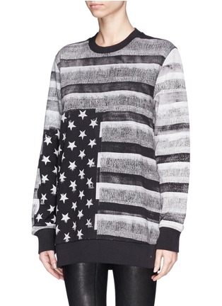 Front View - Click To Enlarge - GIVENCHY - American flag photo print sweatshirt